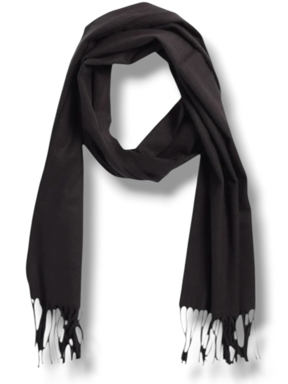 Stewart of Scotland Unisex Black Scarf Fancy Acrylic & Fringe Trim